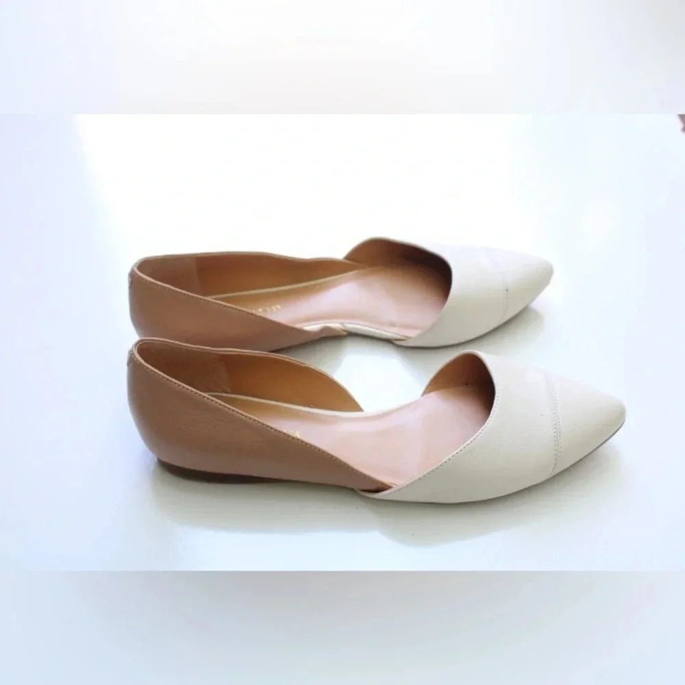 Tommy Hilfiger Two-Tone Pointed Toe D'Orsay Flats in Beige and Cream
